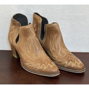 Roper Ankle Booties Women's 9.5 Light Brown Leather Low Heel Ava Western